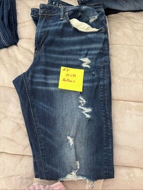 American Eagle Outfitters Dark Blue Distressed Slim Jeans